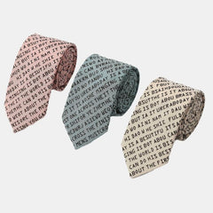 1PC Men's English Letter Fun Cotton Tie