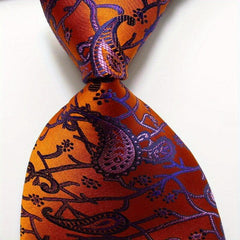 Paisley Tie Men's 8 Necktie Set Golden Beige Jacquard Woven Men's Tie Necktie