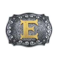 Western Denim Letter E Belt Buckle With Cloud Edging