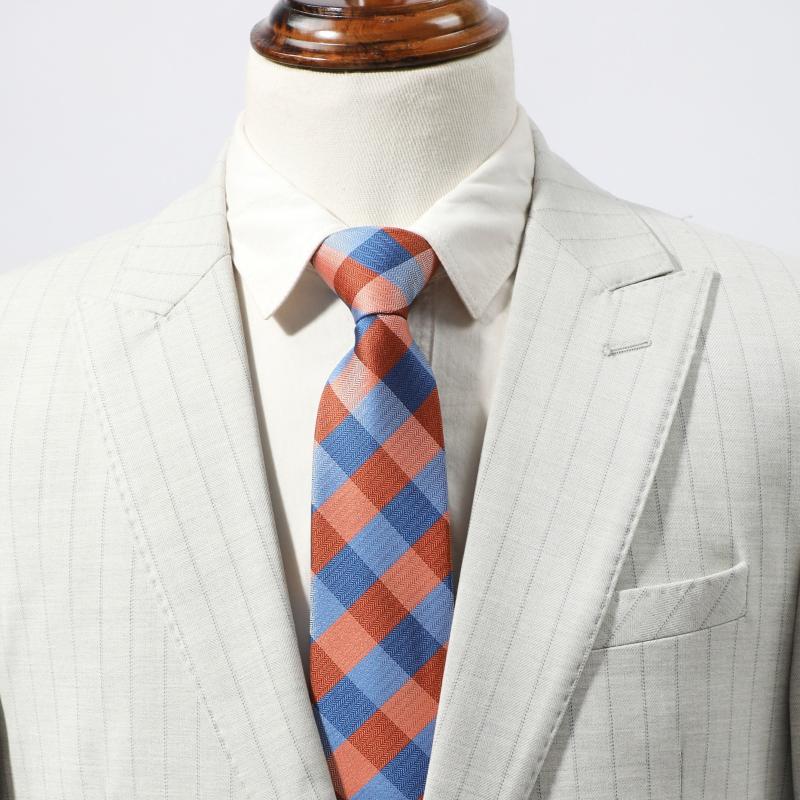 Men's Plaid College Style Drawstring Tie