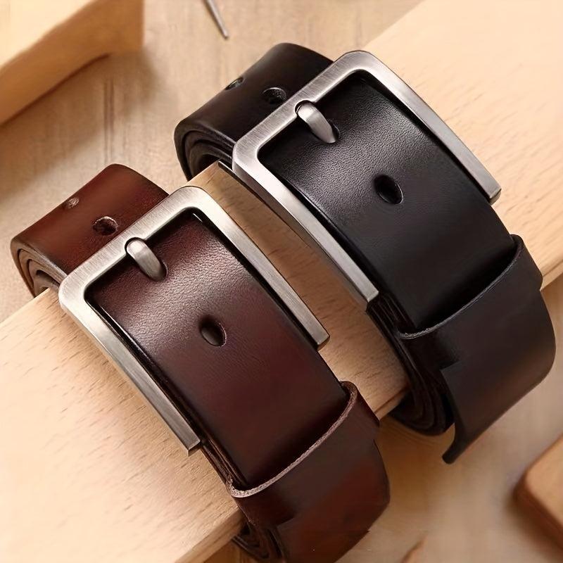 Pin Buckle Leather Belt Vintage Casual Middle aged Youth Leather Belt For Men