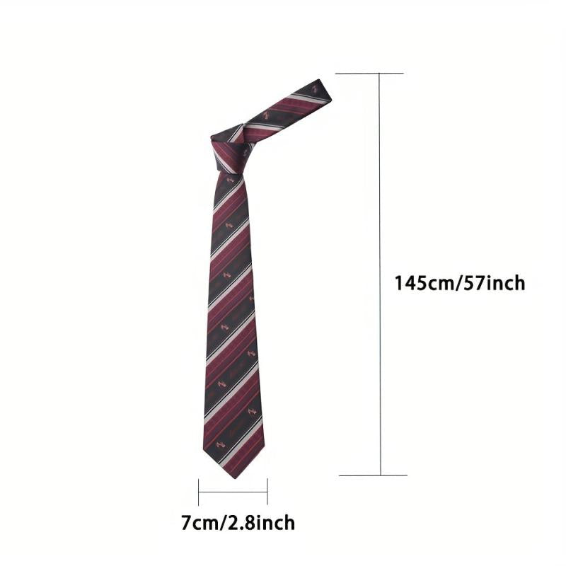 Men's Dark Red Tie Bow Tie College Style Print Party Tie