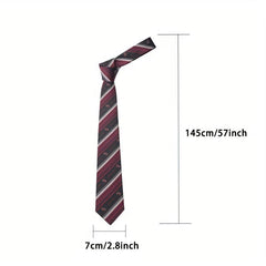 Men's Dark Red Tie Bow Tie College Style Print Party Tie