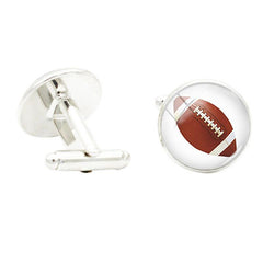 I Love Football Glass Cufflinks Rhodium Plated Alloy Base