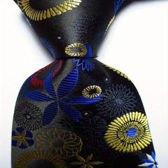 Gold Paisley Men's Necktie Set Woven Jacquard Tie