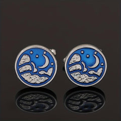 Round Map Cufflink For Men Shirt Cufflinks Wedding Suit