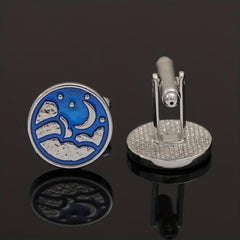 Round Map Cufflink For Men Shirt Cufflinks Wedding Suit