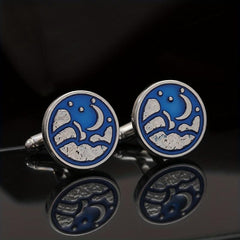 Round Map Cufflink For Men Shirt Cufflinks Wedding Suit