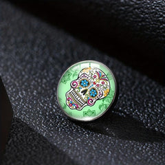 Punk Gothic Skull Head Time Gemstone Collar Pin Brooch