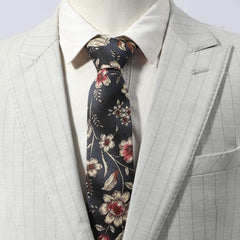 Men's Floral Print Necktie for Wedding Party Business