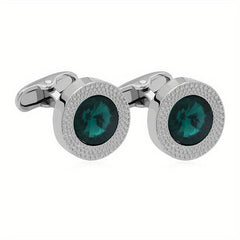 Men's Zircon Cufflinks Metal Round Cufflinks