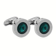 Men's Zircon Cufflinks Metal Round Cufflinks