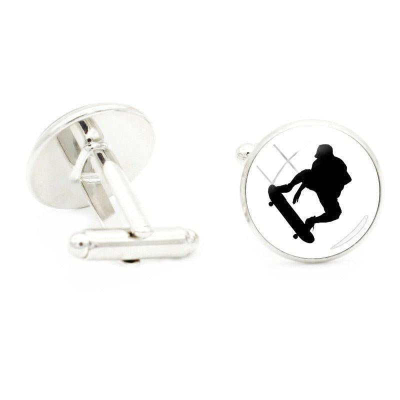 Skating Sport 16mm Glass Cufflinks For Men