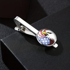 Patriotic Tie Clip With Eagle American Flag Yin Yang