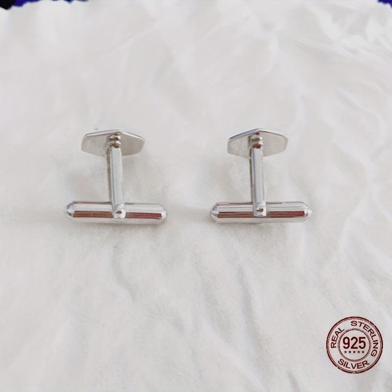 925 Sterling Silver Hexagon Cufflinks Shirt Cufflinks Versatile Accessories