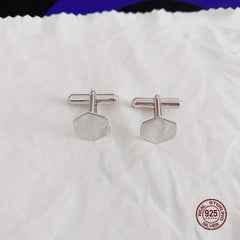 925 Sterling Silver Hexagon Cufflinks Shirt Cufflinks Versatile Accessories