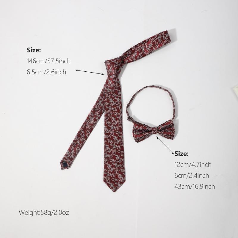2pcs Men's Floral Necktie Bow Tie Set for Wedding