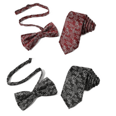 2pcs Men's Floral Necktie Bow Tie Set for Wedding