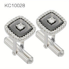 925 Silver Button Cufflinks Zirconia Shirt Cufflinks Versatile Accessories