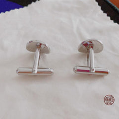 S925 Men's Cufflinks Oval Curved Style Sleeve Buttons