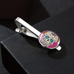 Steampunk Sugar Skull Tie Clip French Shirt Buckle