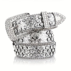 Men's Skull Rhinestone Bright PU Leather Hip Hop Belt YK2 Belt