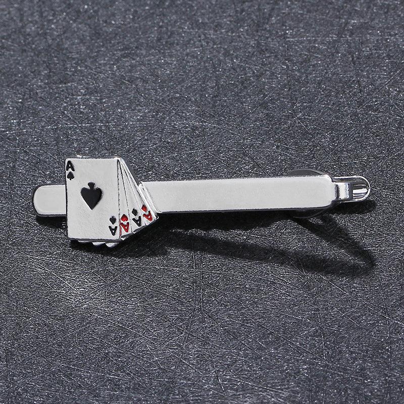 Poker Enamel Tie Clip For Men Groove Clips Business Tie Clips