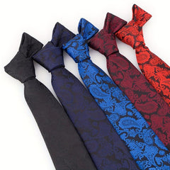 Men's Red Paisley Jacquard Woven Necktie For Wedding Business Party