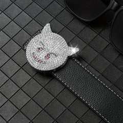 Men's Rhinestones Cat Buckle Belt Hip Hop Style