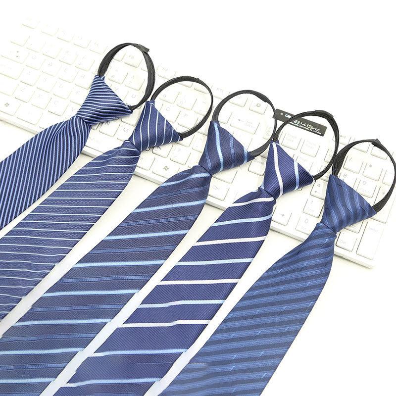 Men's Striped Lazy Necktie Business Dress Zipper Tie