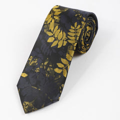 1PC Men's Business Bottom Golden Leaves Retro Tie