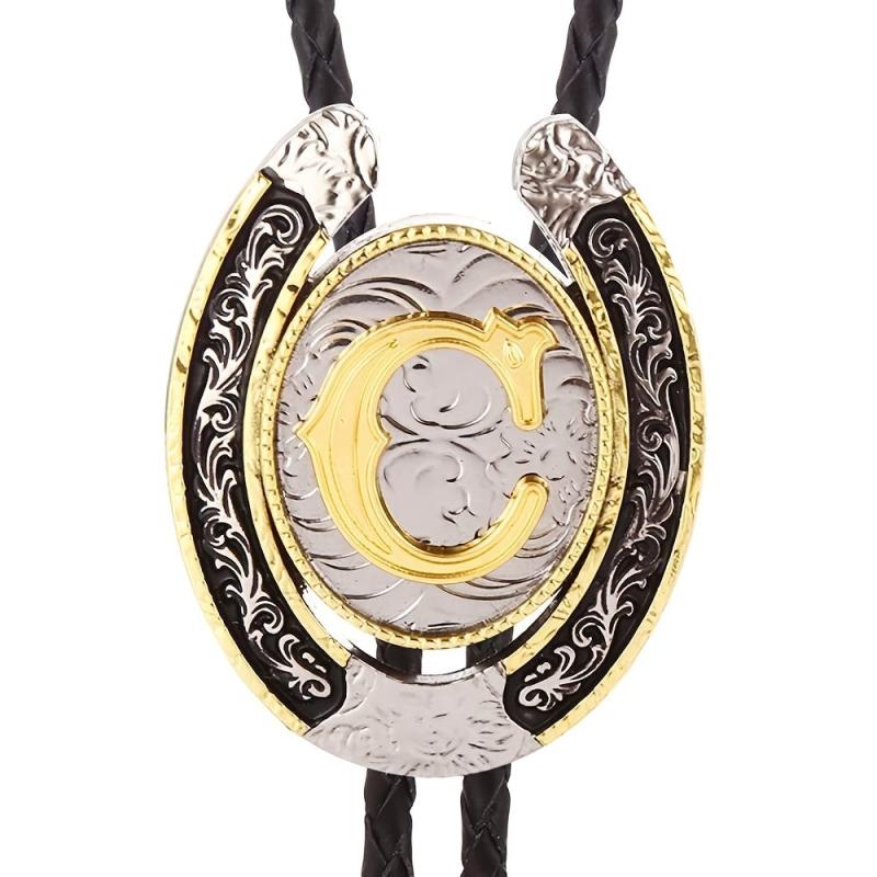 Western Cowboy Zinc Alloy BOLO Tie Letter C Shirt Accessories