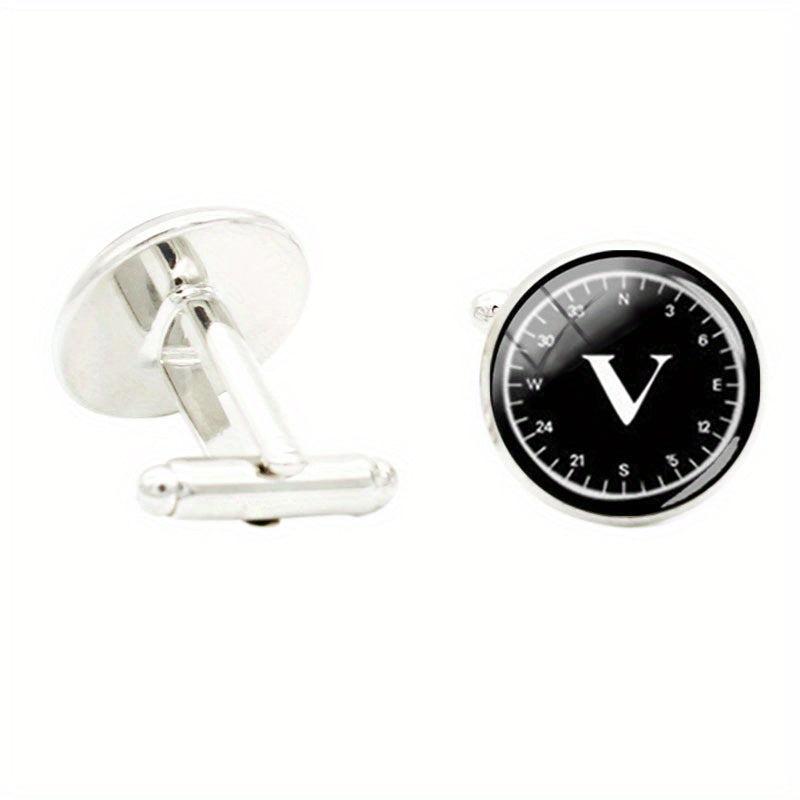 A V R L Glass Gem Cufflinks For Men Rhodium Plated Alloy Base Cuff Link