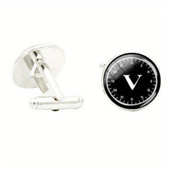 A V R L Glass Gem Cufflinks For Men Rhodium Plated Alloy Base Cuff Link