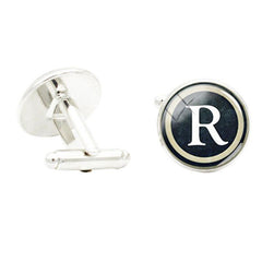 A V R L Glass Gem Cufflinks For Men Rhodium Plated Alloy Base Cuff Link