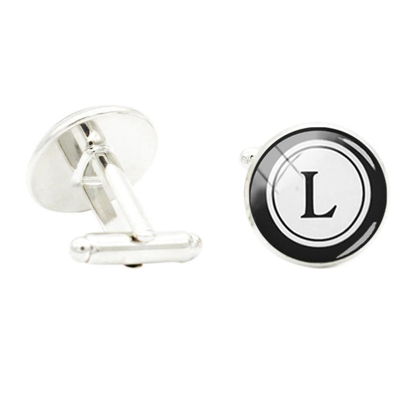A V R L Glass Gem Cufflinks For Men Rhodium Plated Alloy Base Cuff Link