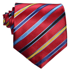 Men's Classic Striped Red Purple Gray Tie