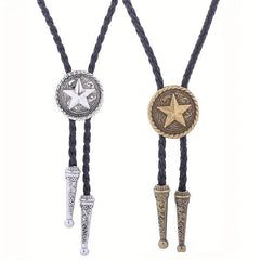 Men's Retro Pentagram Metal Pendant Tie Western Cowboy Shirt Sweater Accessories