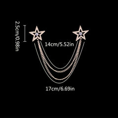 Man Chain Lapel Pin Suit Shirt Collar Tassel Brooch Retro Pins Wedding Party