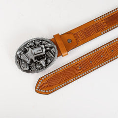Men's Pistol Pattern Buckle Belt for Pants Jeans