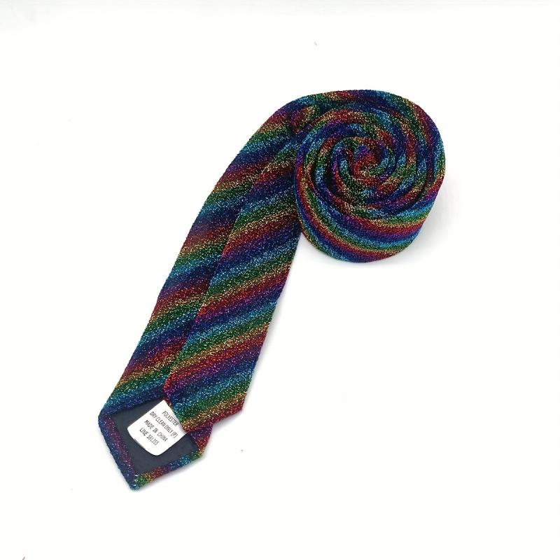 Men's Rainbow Striped Pattern Tie Holiday Birthday