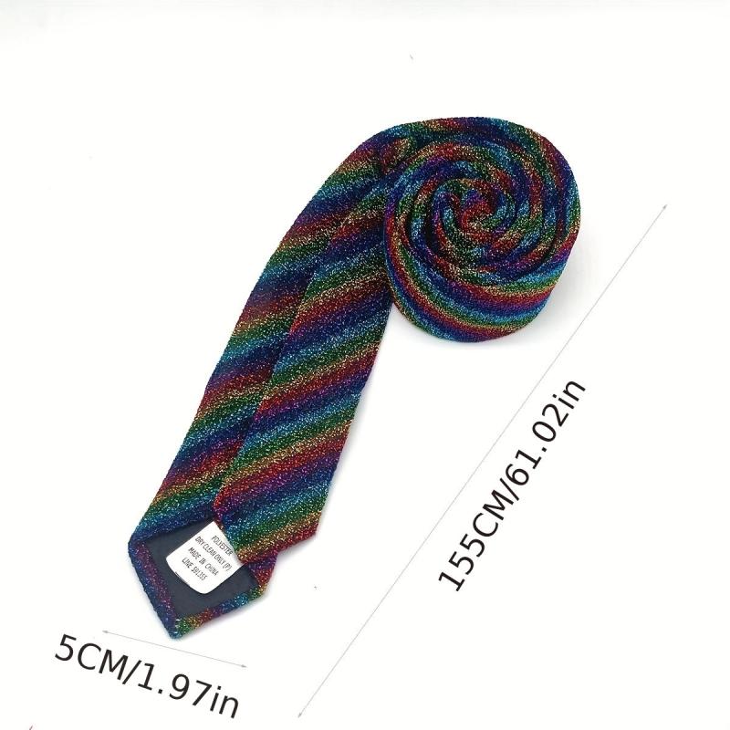 Men's Rainbow Striped Pattern Tie Holiday Birthday