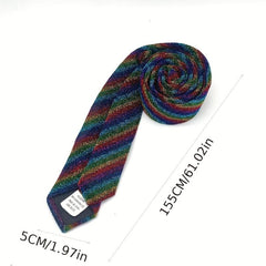 Men's Rainbow Striped Pattern Tie Holiday Birthday