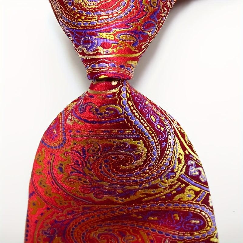 Red Purple Paisley Tie Floral Necktie Business Outfit 54in