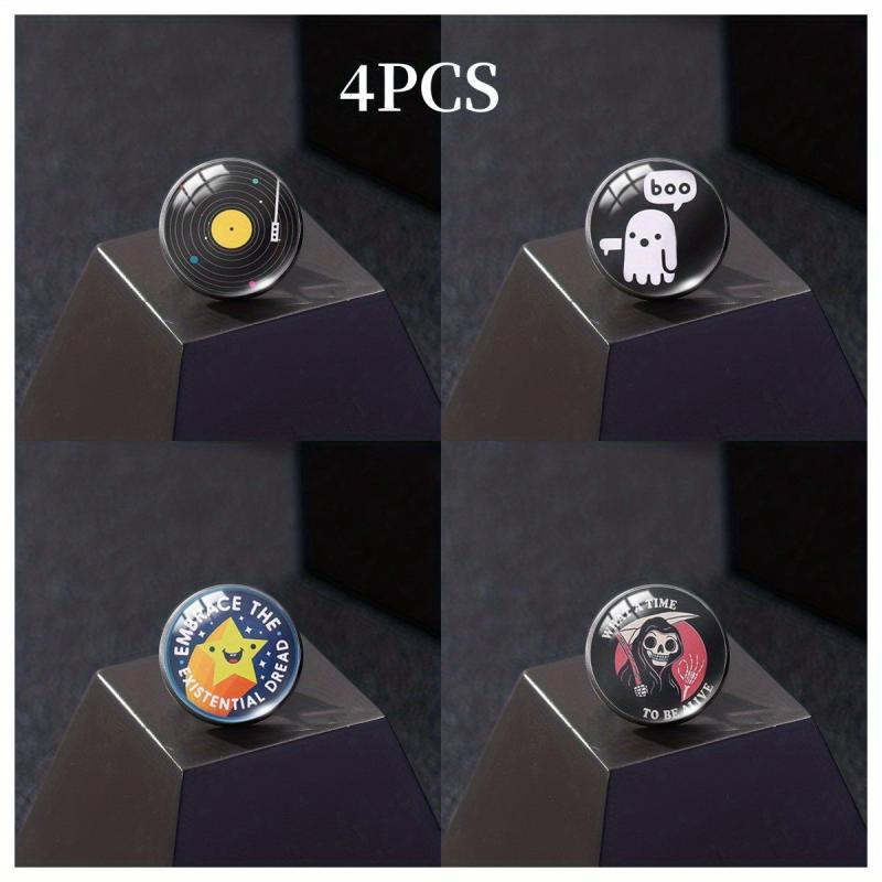 Set of 4 Button Brooches Collar Badges