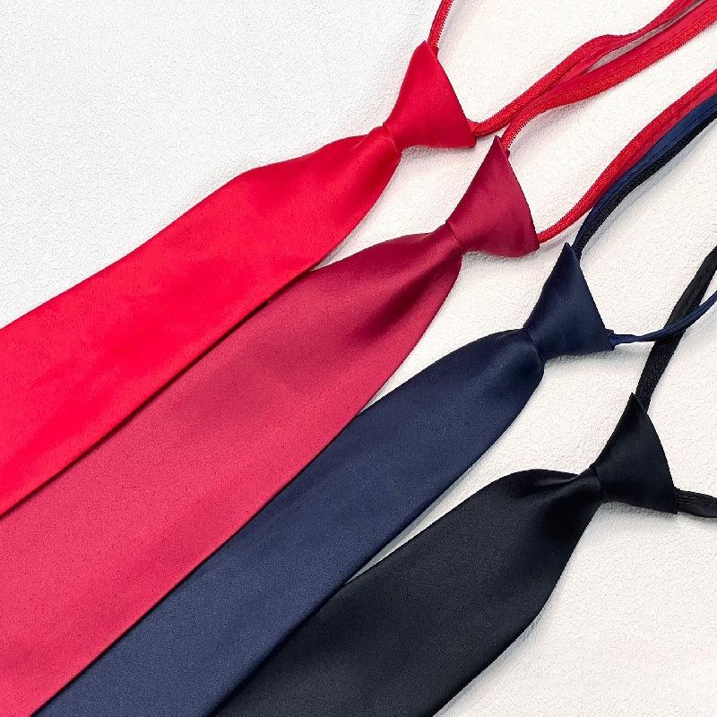 Men's Pre Tie Solid Zipper Necktie for Wedding Party