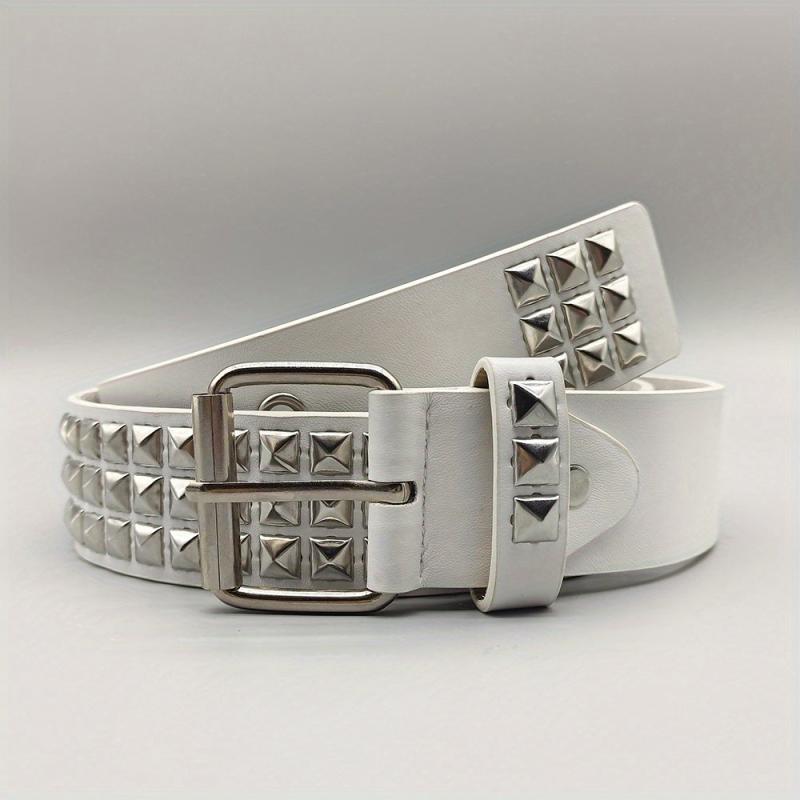 Punk Hip hop Square Bead Rivet Belt Unisex Street Pyramid Pin Buckle Belt