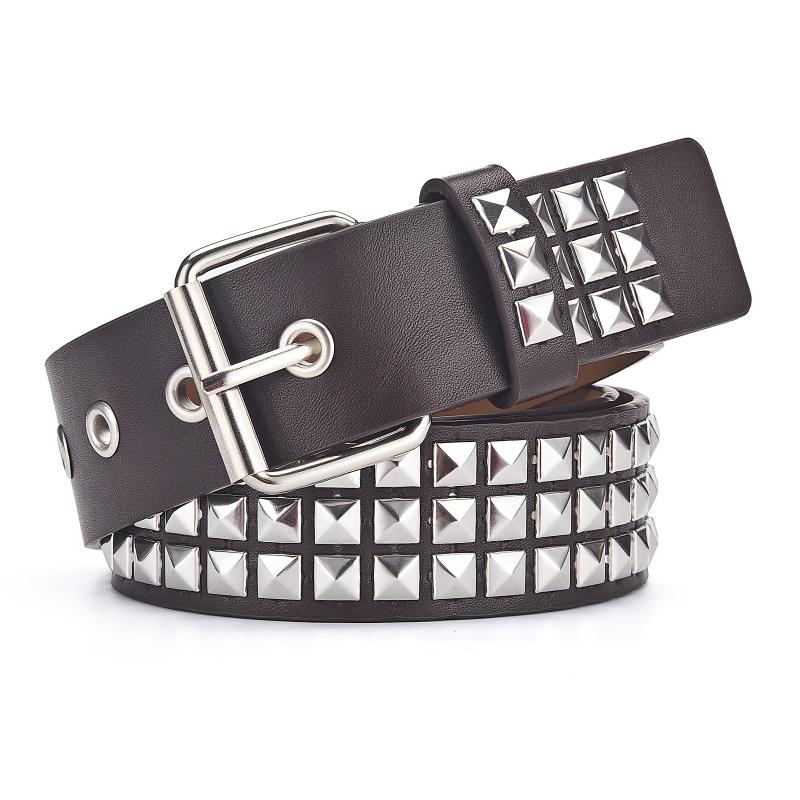 Punk Hip hop Square Bead Rivet Belt Unisex Street Pyramid Pin Buckle Belt