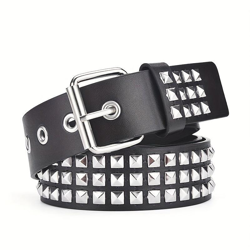 Punk Hip hop Square Bead Rivet Belt Unisex Street Pyramid Pin Buckle Belt