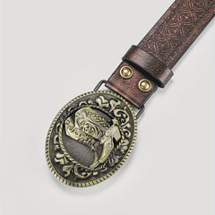 Men's Boost Belt PU Leather Floral Belt Casual Jeans Western Cowboy Waist Strap